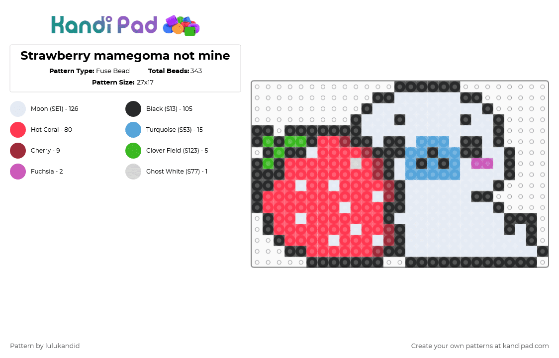 Strawberry mamegoma not mine - Fuse Bead Pattern by lulukandid on Kandi Pad - white,red