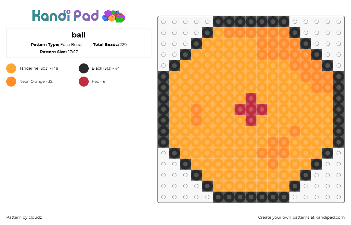 ball - Fuse Bead Pattern by cloudz on Kandi Pad - dragon ball,anime,tv show,orange