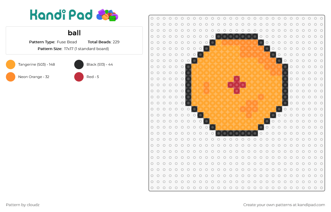 ball - Fuse Bead Pattern by cloudz on Kandi Pad - ball,dragonball,orange,star,spherical,artifact,legendary,collection,adventure