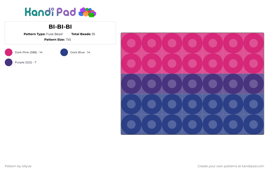 BI-BI-BI - Fuse Bead Pattern by sillyue on Kandi Pad - pink,blue