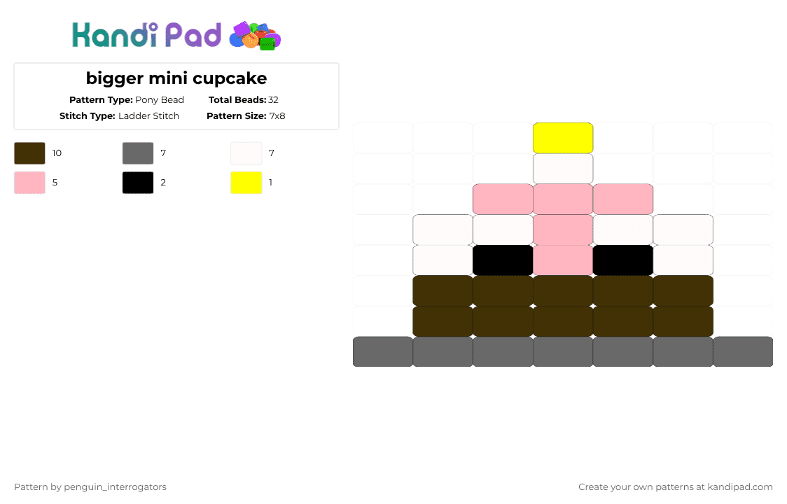 bigger mini cupcake - Pony Bead Pattern by penguin_interrogators on Kandi Pad - gray,brown