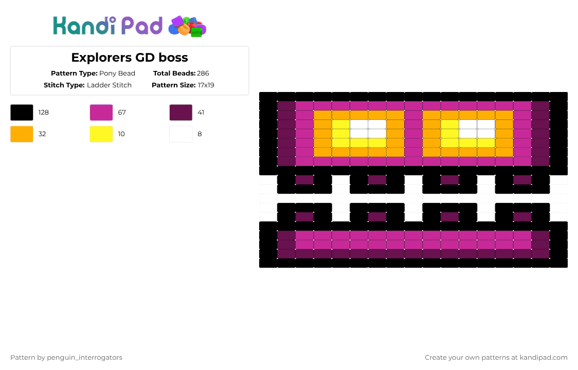 Explorers GD boss Pony Bead Pattern - Kandi Pad | Kandi Patterns, Fuse ...