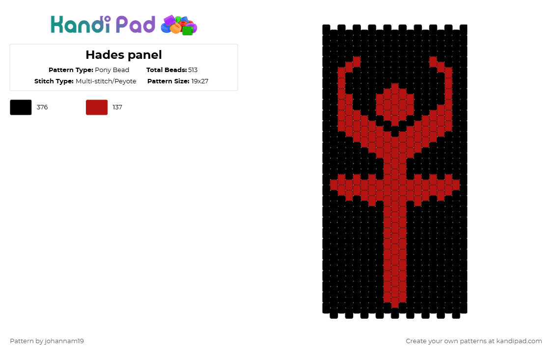 Hades panel - Pony Bead Pattern by johannam19 on Kandi Pad - black, red