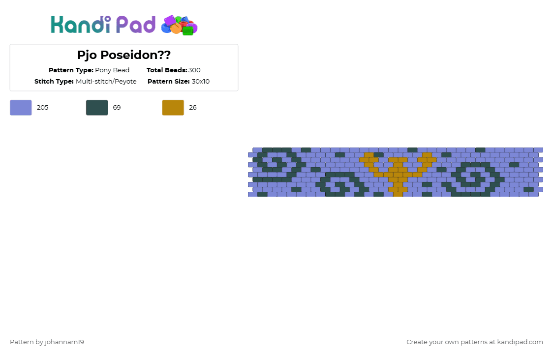 Pjo Poseidon?? - Pony Bead Pattern by johannam19 on Kandi Pad - blue, cotdfreedom