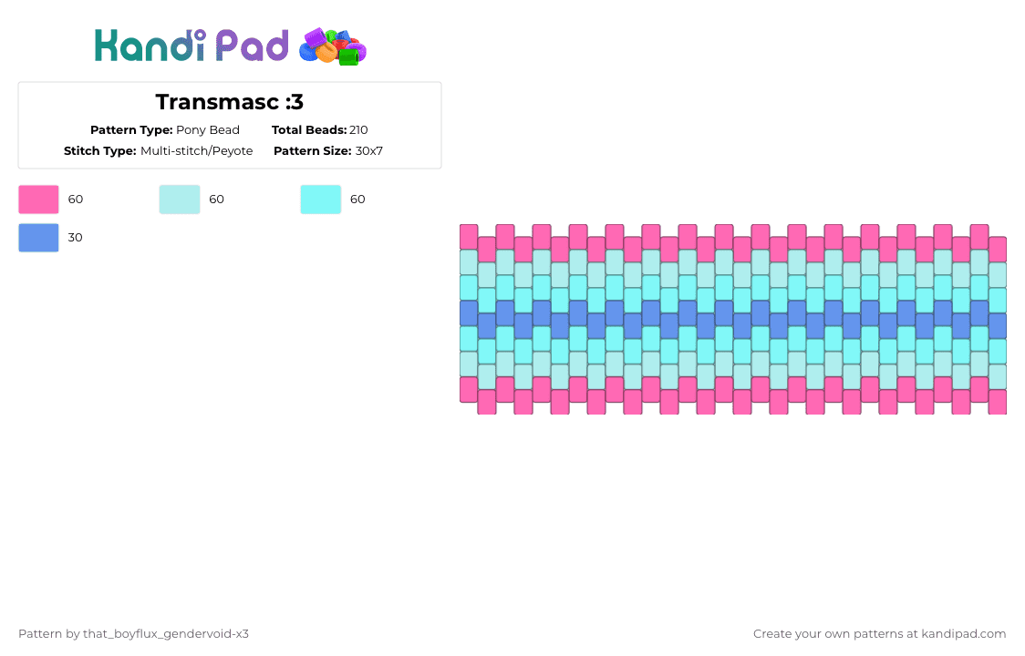 Transmasc :3 - Pony Bead Pattern by that_lil_gay_dude-x3 on Kandi Pad - pink,light blue