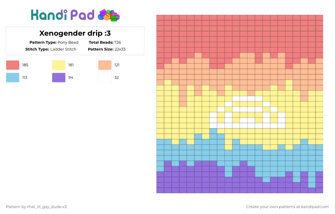 Xenogender drip :3 - Pony Bead Pattern by that_lil_gay_dude-x3 on Kandi Pad - red,yellow