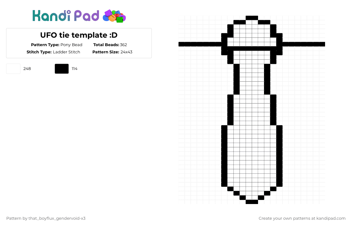 UFO tie template :D - Pony Bead Pattern by that_lil_gay_dude-x3 on Kandi Pad - black,white