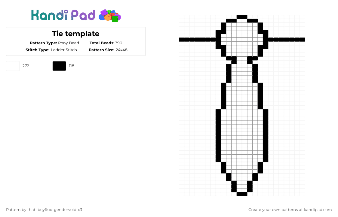 Tie template - Pony Bead Pattern by that_lil_gay_dude-x3 on Kandi Pad - black,white,inspo,free