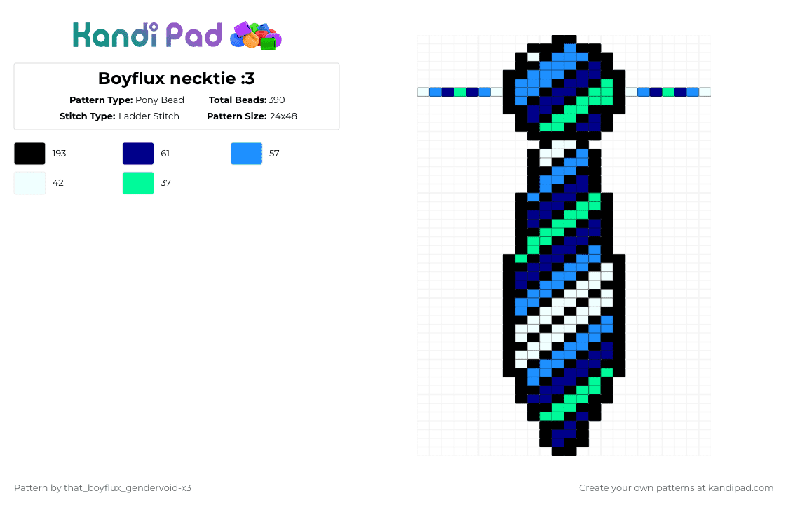Boyflux necktie :3 - Pony Bead Pattern by that_lil_gay_dude-x3 on Kandi Pad - black,light blue,purple