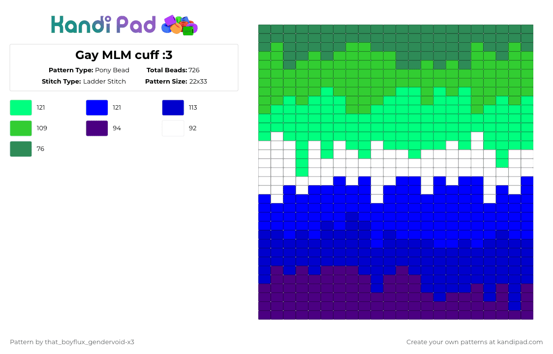 Gay MLM cuff :3 - Pony Bead Pattern by that_lil_gay_dude-x3 on Kandi Pad - purple,gay mlm