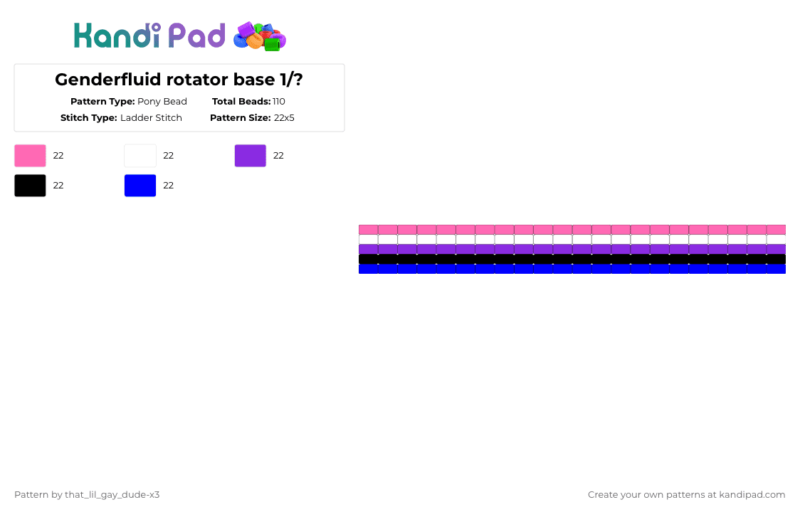 Genderfluid rotator base 1/? - Pony Bead Pattern by that_lil_gay_dude-x3 on Kandi Pad - pink,purple