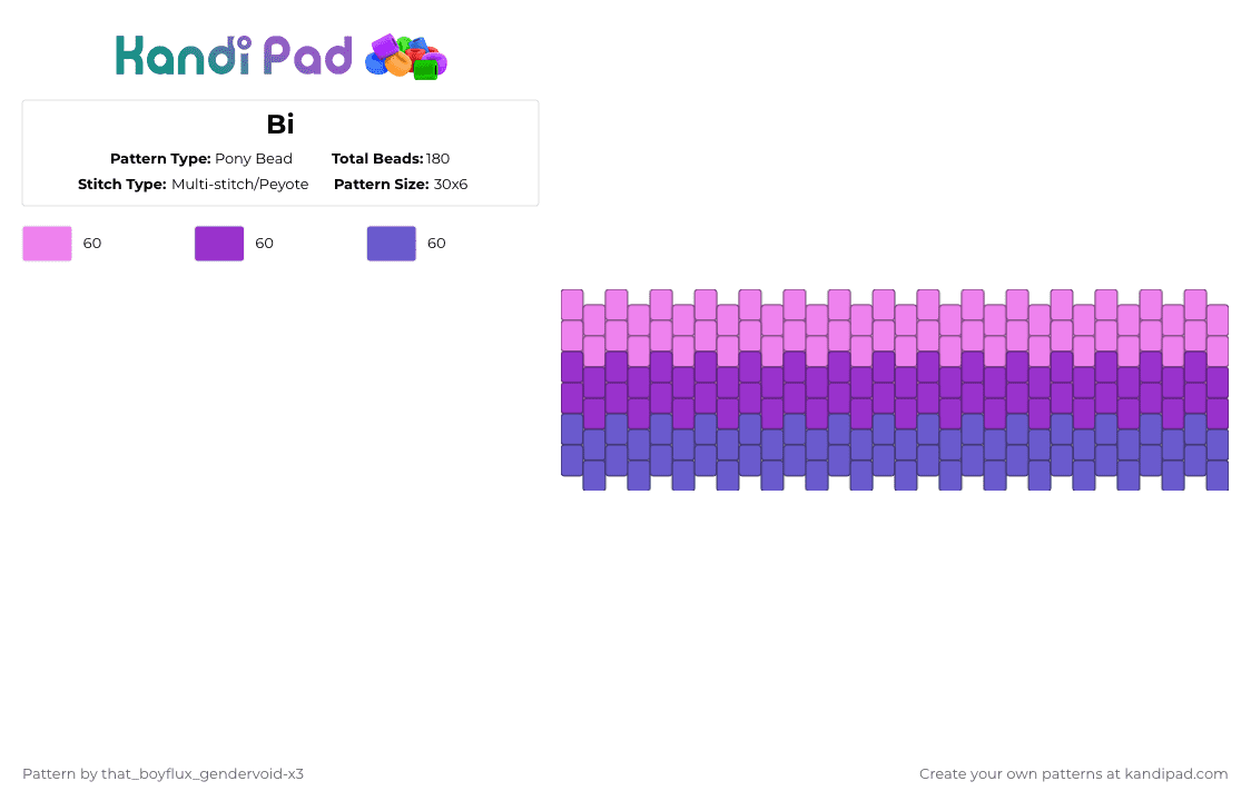 Bi - Pony Bead Pattern by that_lil_gay_dude-x3 on Kandi Pad - pink,purple,blue