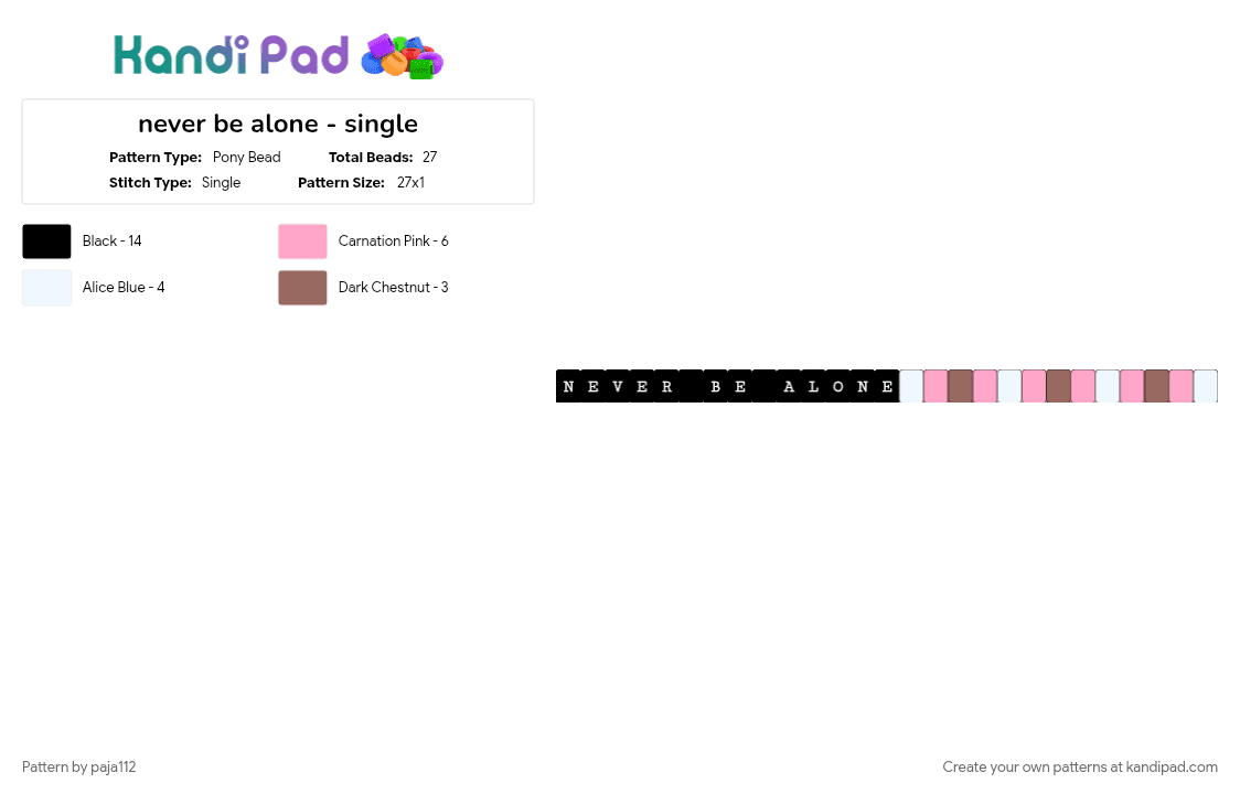 never be alone - single - Pony Bead Pattern by paja112 on Kandi Pad - five nights at freddys, fnaf, fnaf 4, pink, single, tan, video game