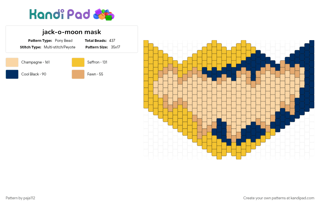 jack-o-moon mask - Pony Bead Pattern by paja112 on Kandi Pad - beige, eclipse, five nights at freddys, fnaf, mask, moondrop, sundrop, yellow