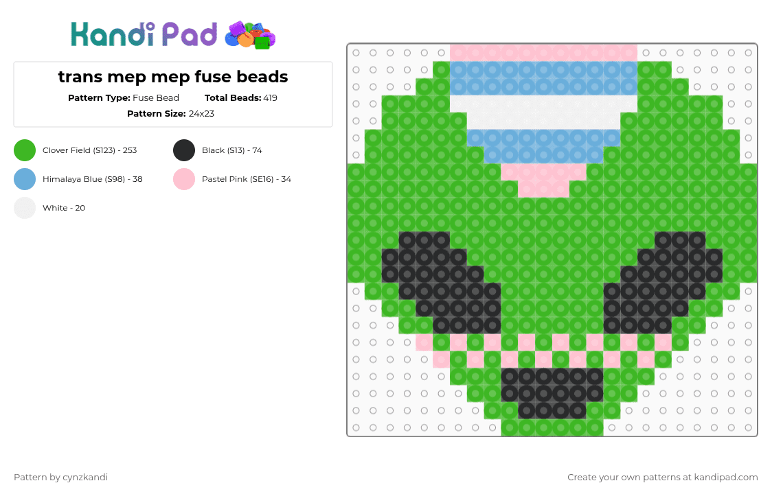 trans mep mep fuse beads - Fuse Bead Pattern by gigixd on Kandi Pad - green