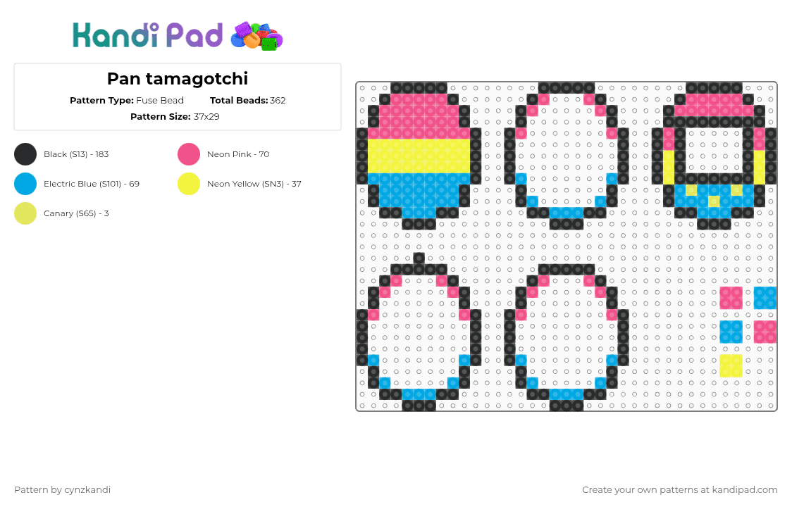 Pan tamagotchi - Fuse Bead Pattern by gigixd on Kandi Pad - light blue,pink