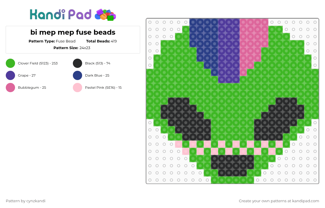 bi mep mep fuse beads - Fuse Bead Pattern by gigixd on Kandi Pad - green