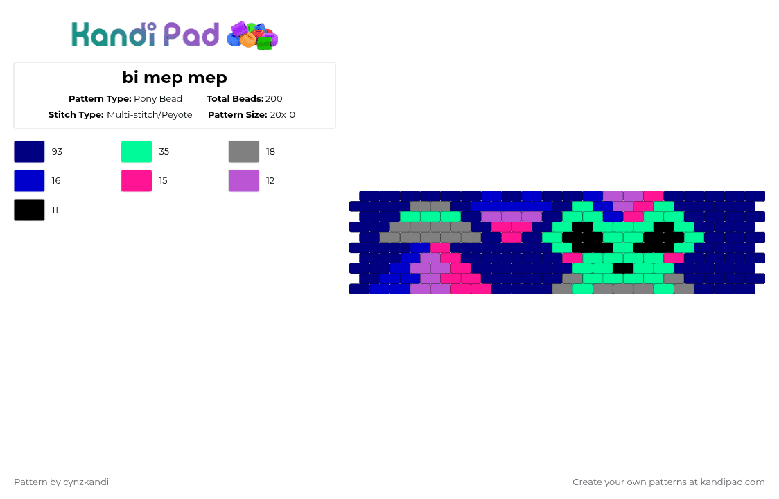 bi mep mep - Pony Bead Pattern by gigixd on Kandi Pad - purple