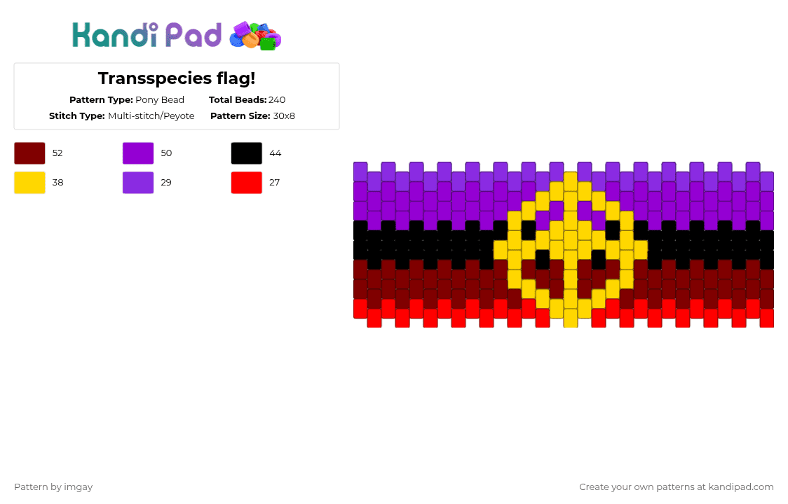 Transspecies flag! - Pony Bead Pattern by imbluudud on Kandi Pad - purple,brown,transid