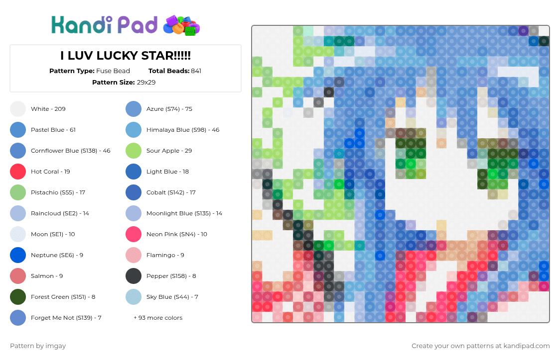I LUV LUCKY STAR!!!!! - Fuse Bead Pattern by imbluudud on Kandi Pad - light blue,blue,beige,colorful,lucky star