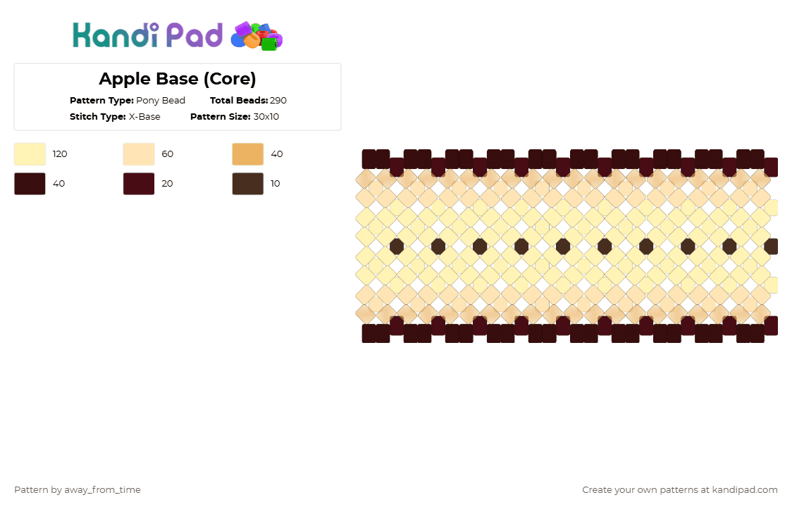 Apple Base (Core) - Pony Bead Pattern by away_from_time on Kandi Pad - brown,yellow,apple,xbase,x base,cute