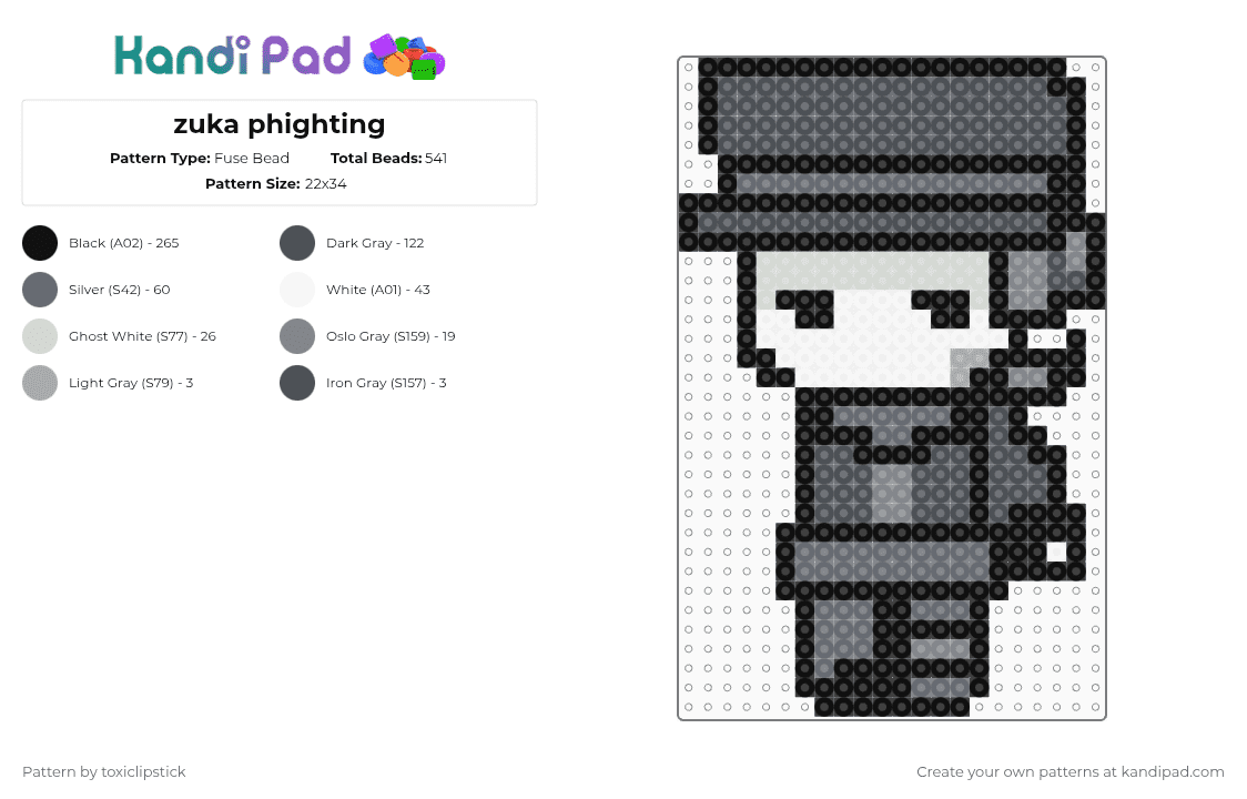 zuka phighting - Fuse Bead Pattern by toxiclipstick on Kandi Pad - gray,phighting,roblox,grey