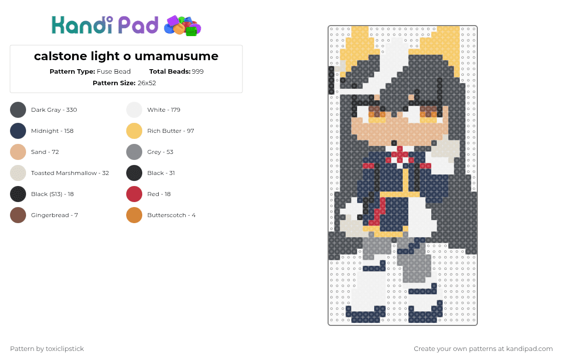 calstone light o umamusume - Fuse Bead Pattern by toxiclipstick on Kandi Pad - beige,gray,purple,umamusume,uma musume,horse,cat,pretty derby,cartoon,anime,video game