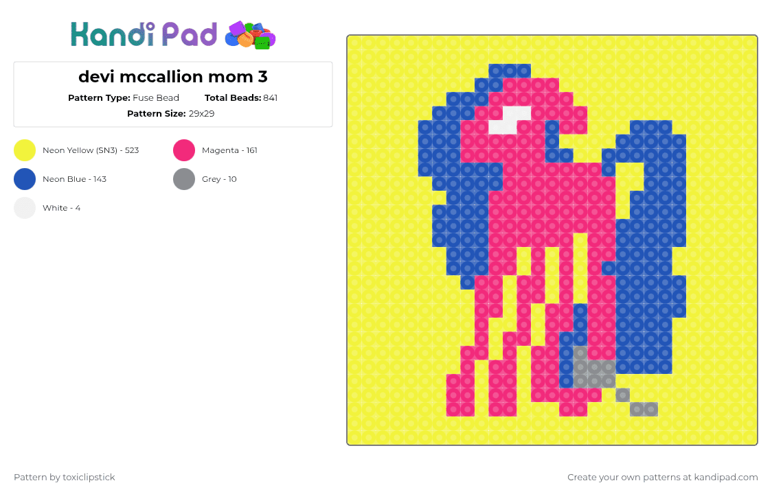devi mccallion mom 3 - Fuse Bead Pattern by toxiclipstick on Kandi Pad - yellow,music,mom,devi mccallion,3,album