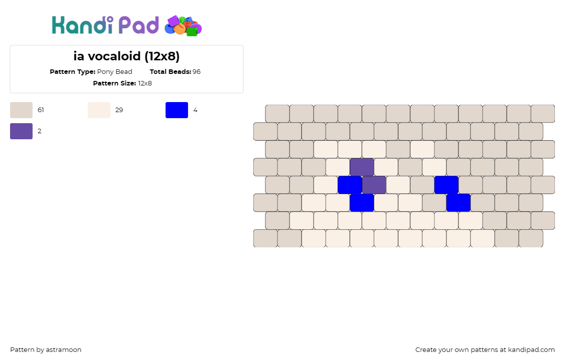 ia vocaloid (12x8) - Pony Bead Pattern by astramoon on Kandi Pad - ia,vocaloid,music,minimalist,subtle,brick wall,admirers