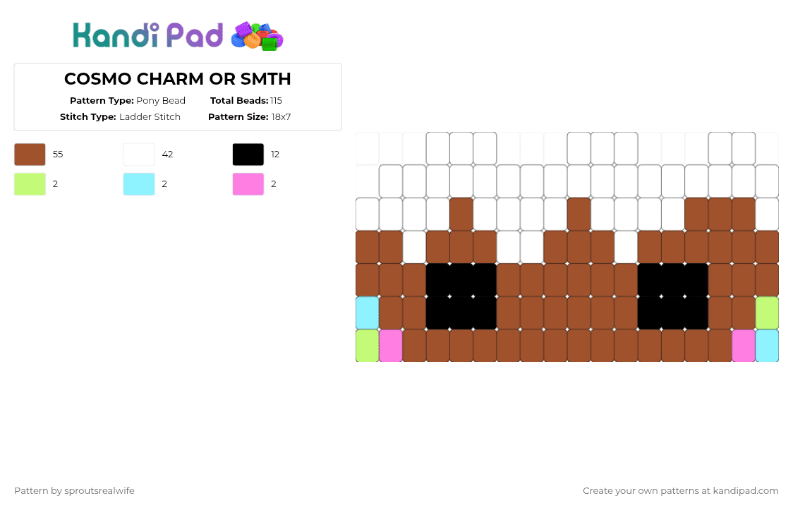 COSMO CHARM OR SMTH - Pony Bead Pattern by sproutsrealwife on Kandi Pad - red,dandysworld,cosmo,cosmodandysworld