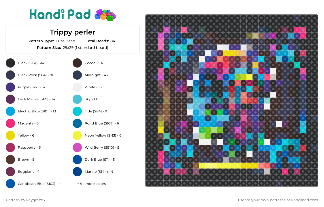 Trippy perler - Fuse Bead Pattern by kaygrant3 on Kandi Pad - trippy