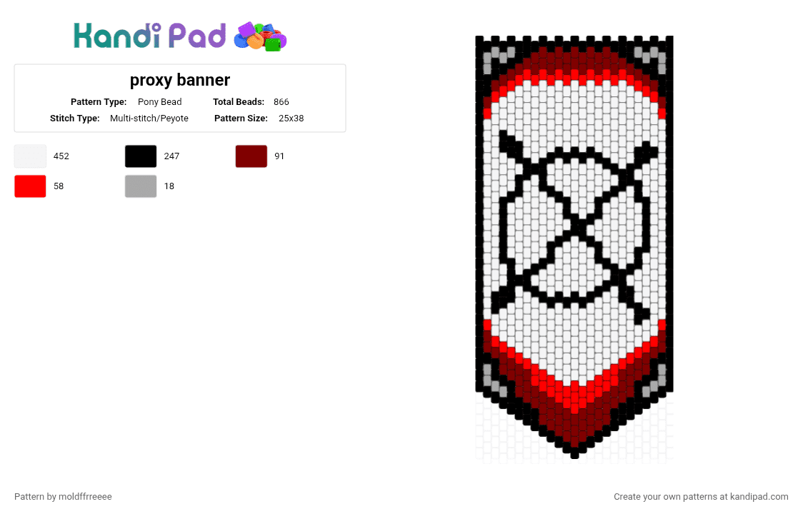proxy banner - Pony Bead Pattern by moldffrreeee on Kandi Pad - brown, red, white