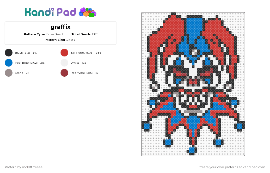 graffix - Fuse Bead Pattern by moldffrreeee on Kandi Pad - blue, red
