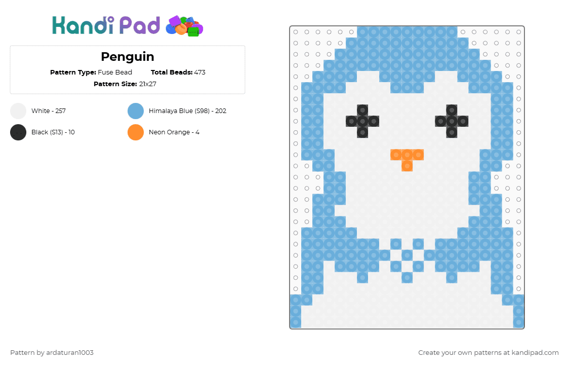 Penguin Fuse Bead Pattern Kandi Pad Kandi Patterns Fuse Bead 