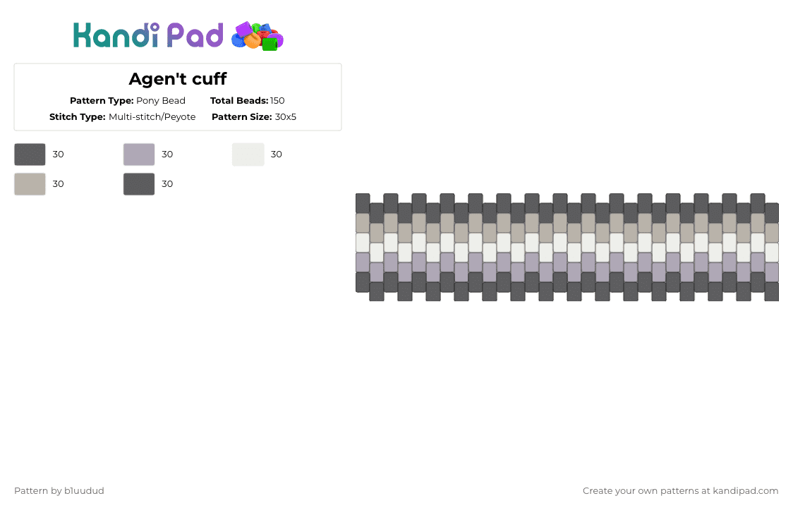 Agen\'t cuff - Pony Bead Pattern by b1uudud on Kandi Pad - gray