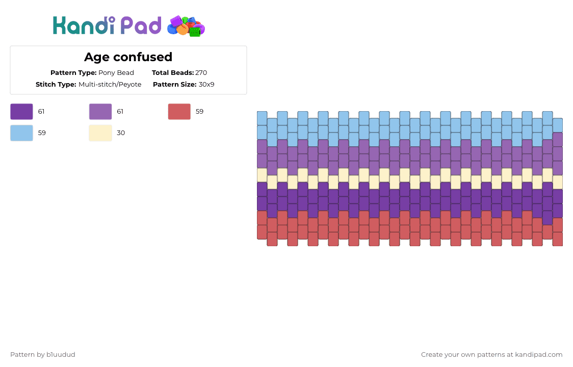 Age confused - Pony Bead Pattern by b1uudud on Kandi Pad - red,purple,light blue,pink