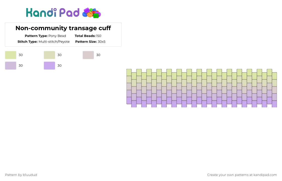 Non-community transage cuff - Pony Bead Pattern by b1uudud on Kandi Pad - beige,pink