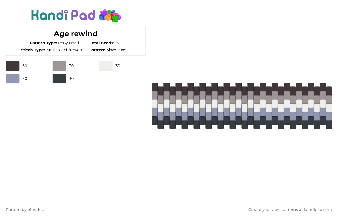 Age rewind - Pony Bead Pattern by b1uudud on Kandi Pad - brown,gray
