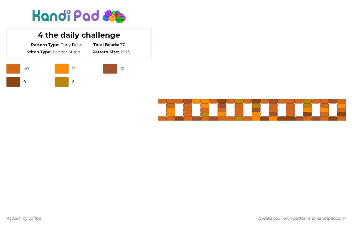 4 the daily challenge - Pony Bead Pattern by coffee on Kandi Pad - orange