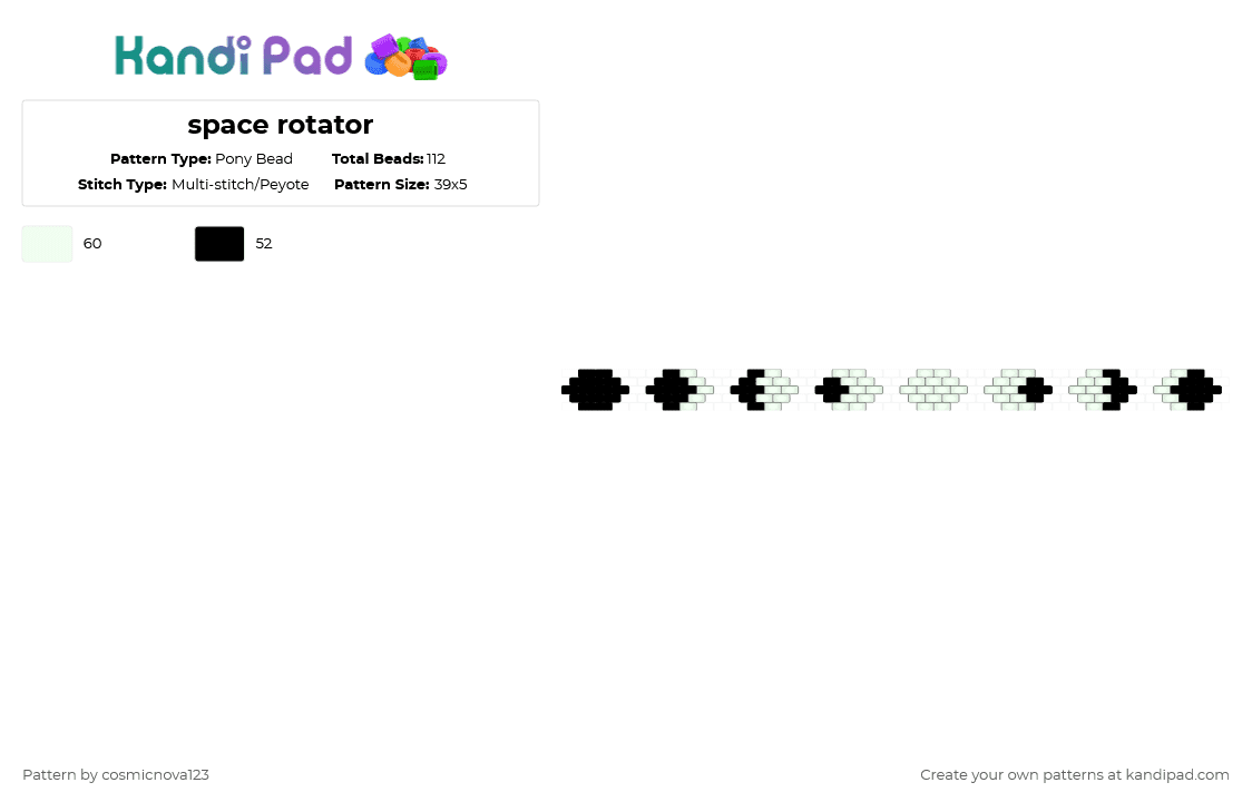 space rotator wip - Pony Bead Pattern by cosmicnova123 on Kandi Pad - black,white