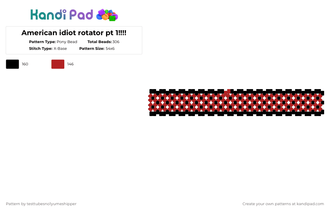 American idiot rotator pt 1!!!! - Pony Bead Pattern by testtubesno1yumeshipper on Kandi Pad - red,black,green day,american idiot,rotator,made by tina