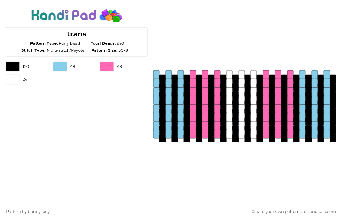 trans - Pony Bead Pattern by bunny_boy on Kandi Pad - light blue,pink