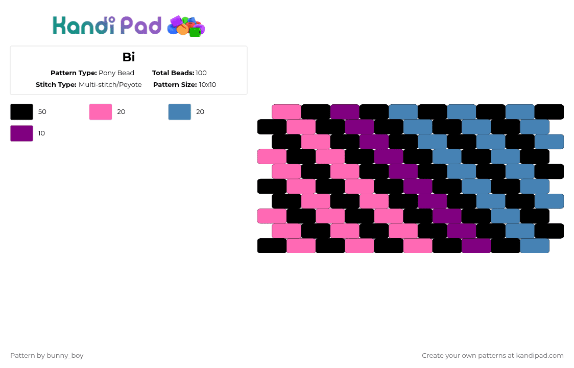 Bi - Pony Bead Pattern by bunny_boy on Kandi Pad - pink,blue