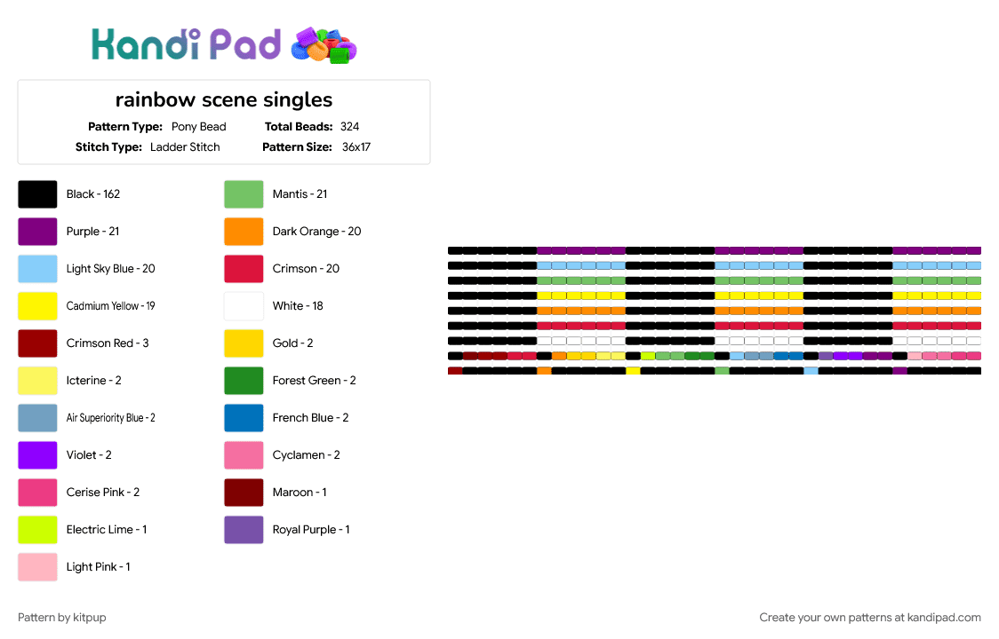 rainbow scene singles - Pony Bead Pattern by kitpup on Kandi Pad - 