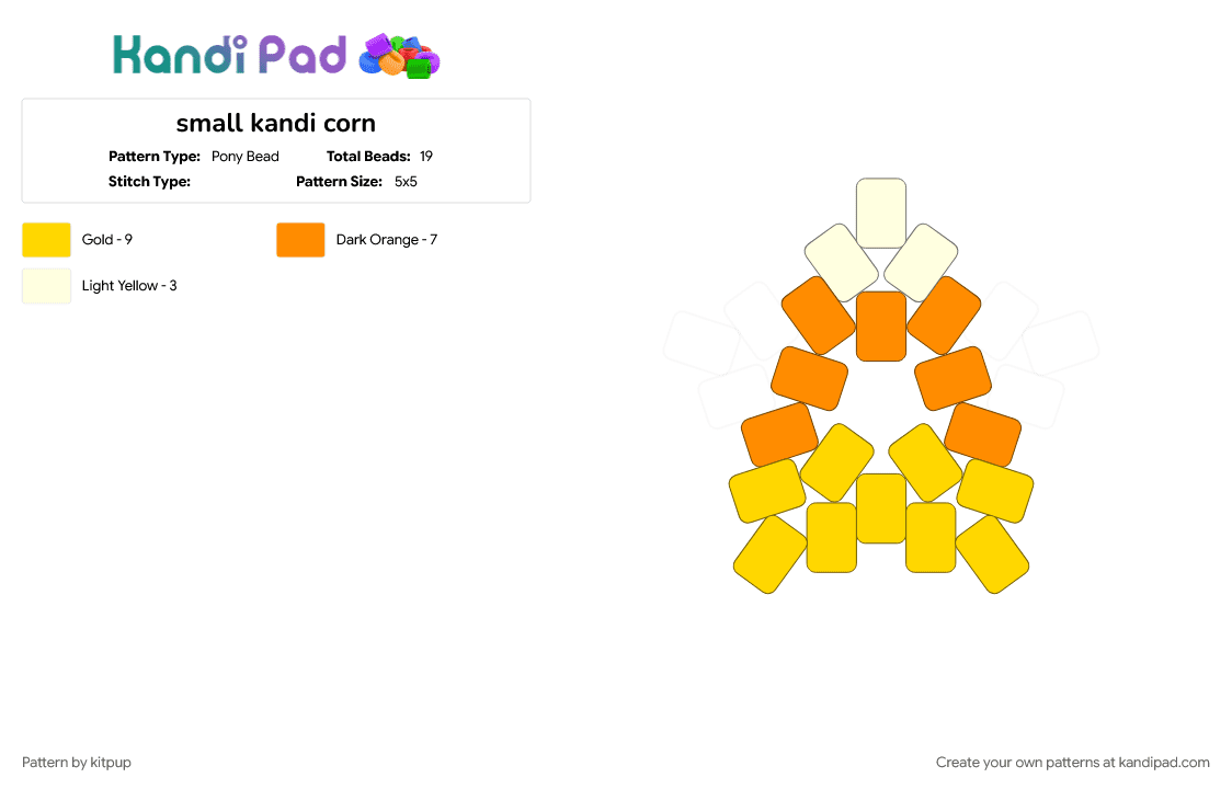 small kandi corn - Pony Bead Pattern by kitpup on Kandi Pad - 