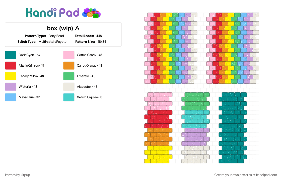 box (wip) A - Pony Bead Pattern by kitpup on Kandi Pad - pink, teal