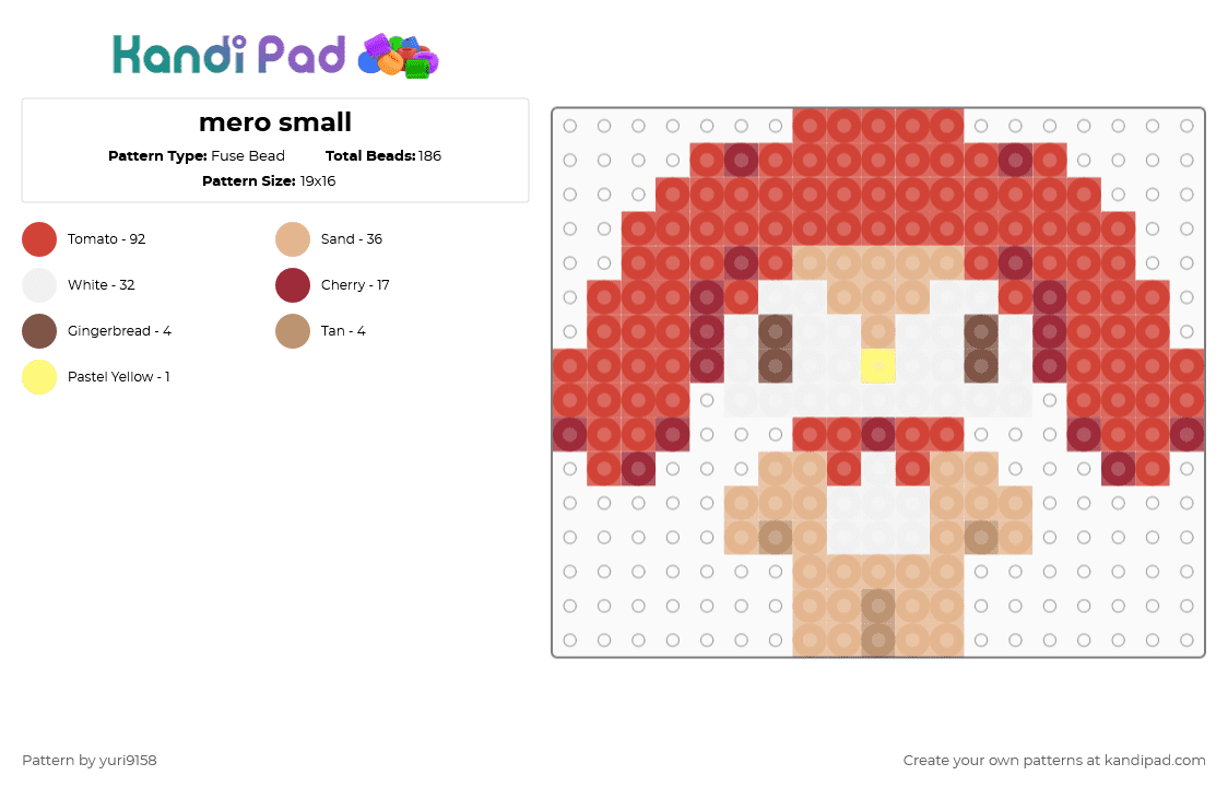 mero small - Fuse Bead Pattern by yuri9158 on Kandi Pad - red,beige,sanrio