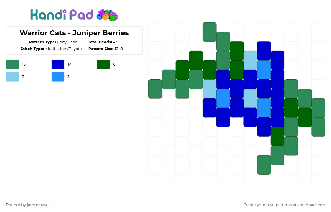 Warrior Cats - Juniper Berries - Pony Bead Pattern by jamminavee on Kandi Pad - green,purple