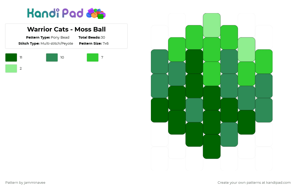 Warrior Cats - Moss Ball - Pony Bead Pattern by jamminavee on Kandi Pad - green