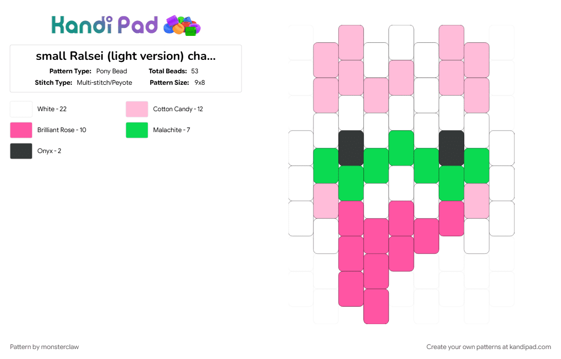 small Ralsei (light version) charm :) - Pony Bead Pattern by monsterclaw on Kandi Pad - deltarune, pink, ralsei, ralsei deltarune